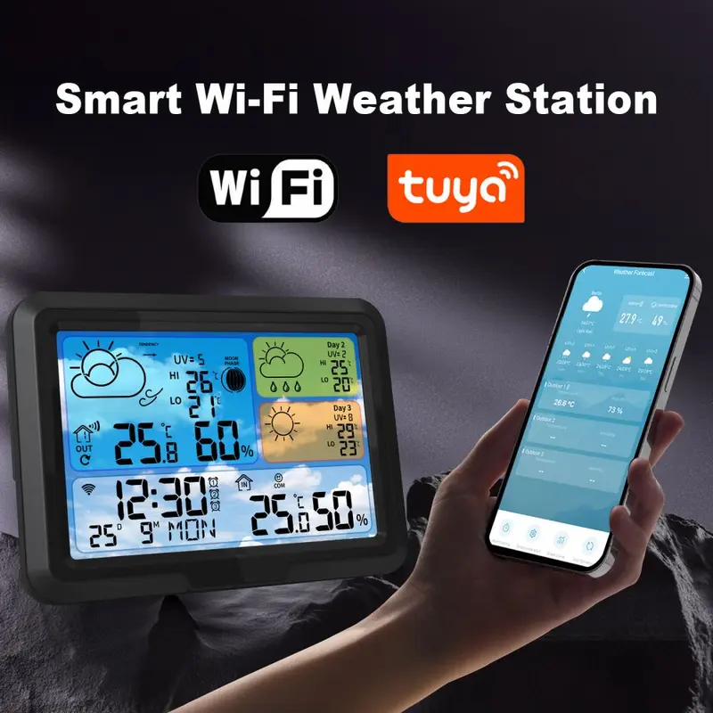 Tuya WiFi Kablosuz Hava İstasyonu, İç ve Dış Mekan Sıcaklık Nem Ölçer