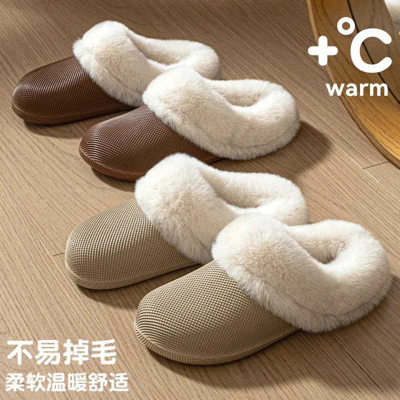 Waterproof Cotton Slippers, Fleece-Lined, Washable, Closed-Toe