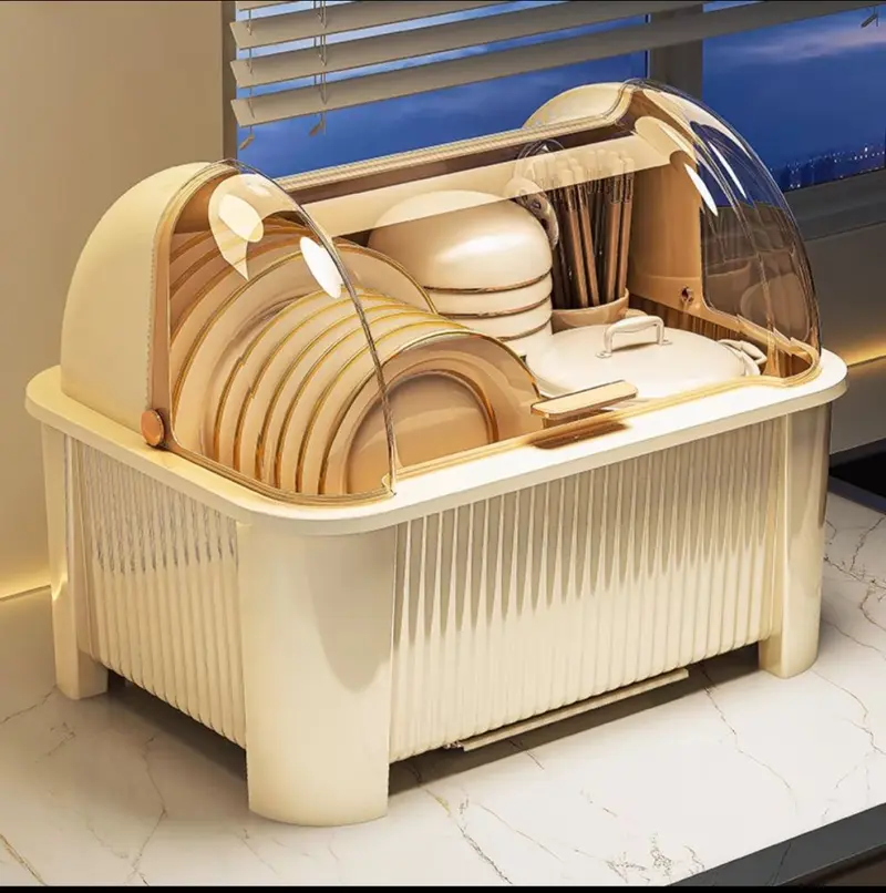 Tableware storage box with lid, dustproof, large