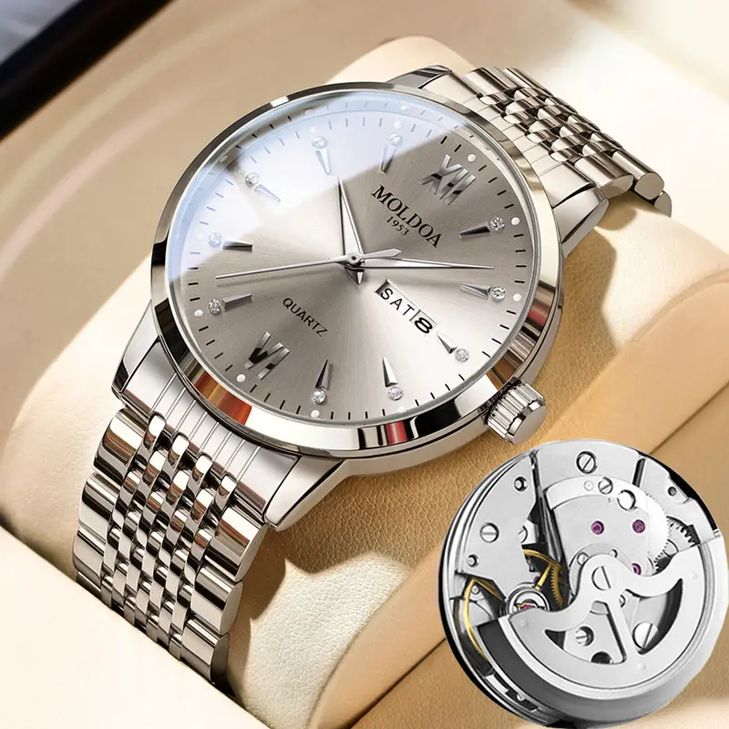 Grenzüberschreitende Herrenuhr, Herren-Leuchtzifferblatt, Doppelkalender, gefälschte mechanische Uhr, leuchtend, wasserdicht, Douyin Kuaishou, Einzelstück, Tropfenversand, neues Modell