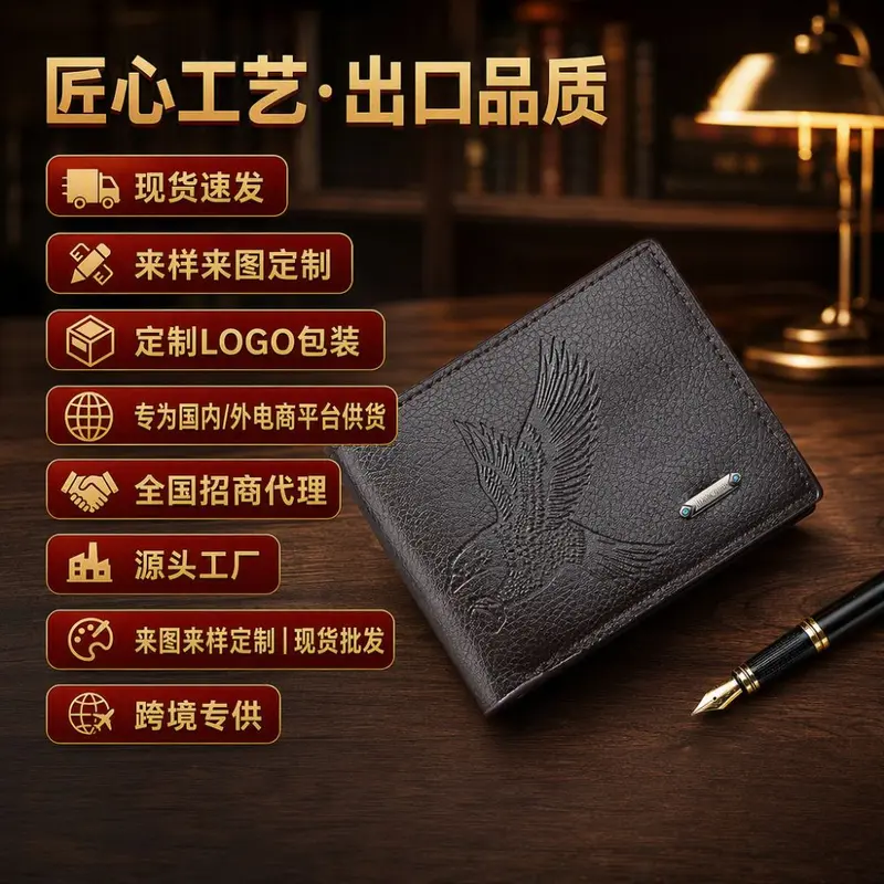 JIANGBAO Herren-Kurzbörse mit mehreren Kartenfächern