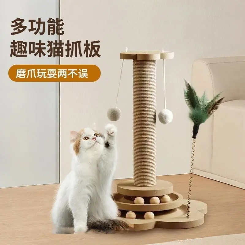 Sisal Cat Scratcher Board with Turntable and Scratching Post