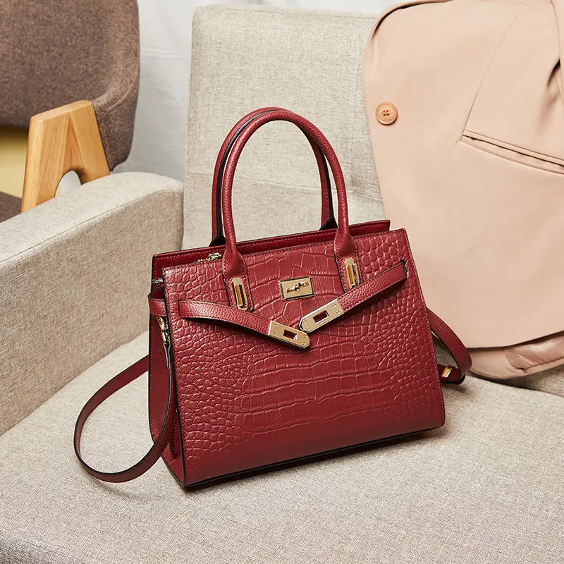 Genuine Leather Women's Handbag, Large Capacity Mom Tote