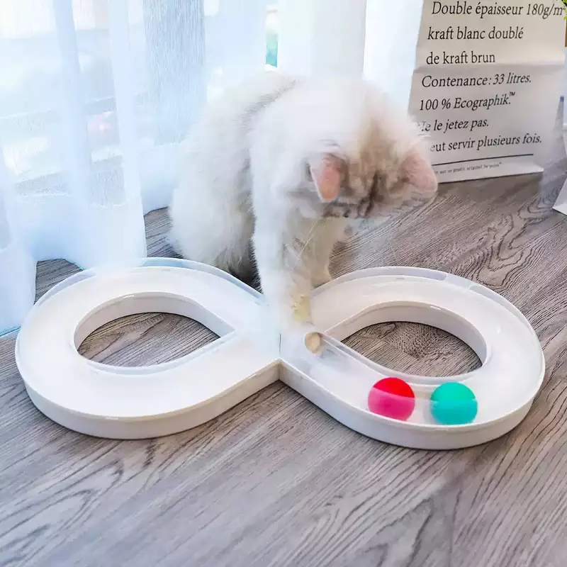 Katzenspielzeug mit Drehteller-Bahnkugel und Angelstab