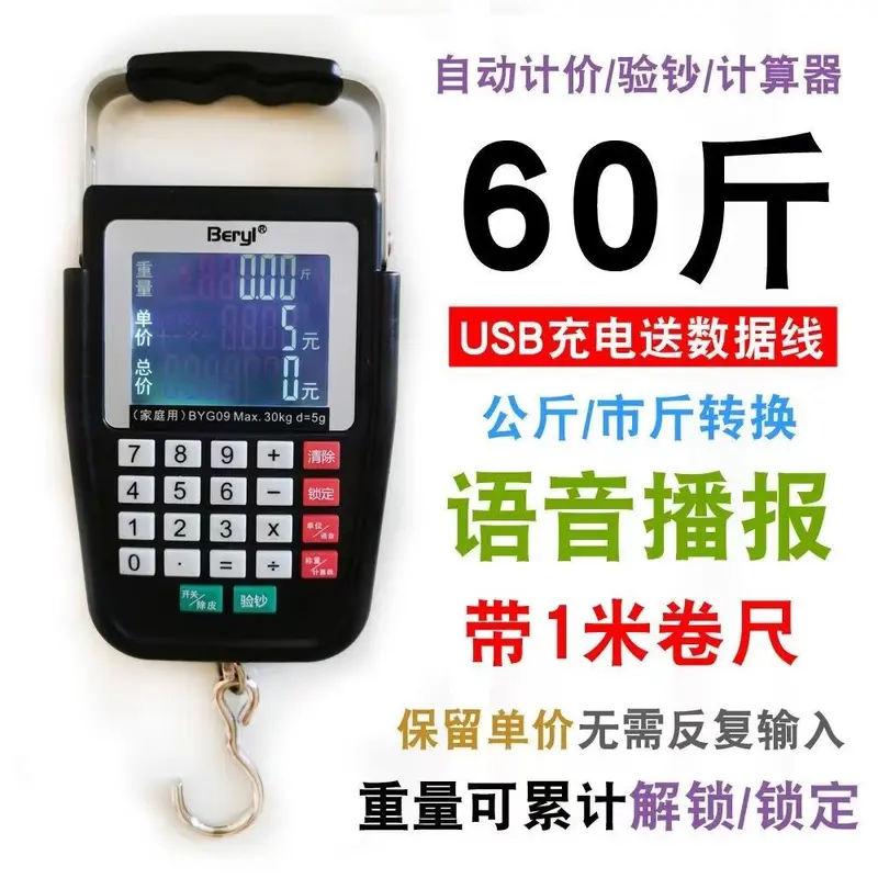 Voice pricing scale, rechargeable portable handheld
