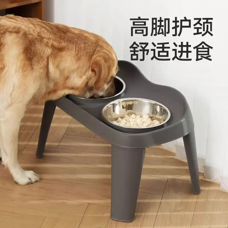 Stainless Steel Elevated Double Dog Bowl for Medium and Large Dogs