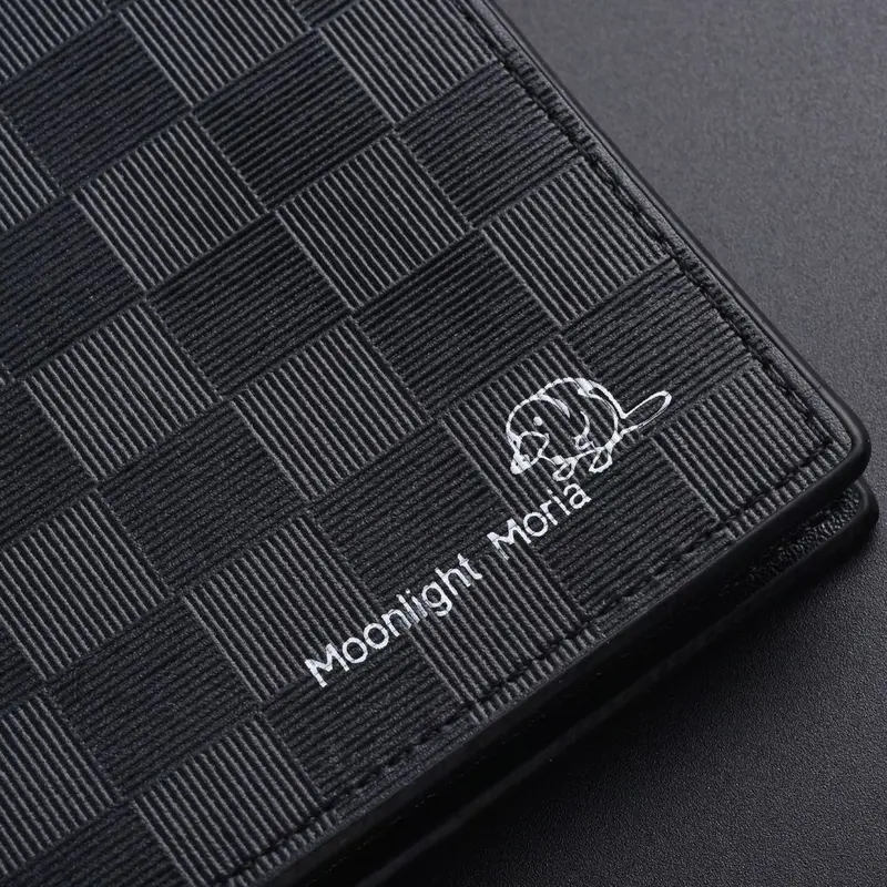 Men's Short Leather Wallet, Retro Minimalist Design, Multi-Compartment, Plaid Pattern