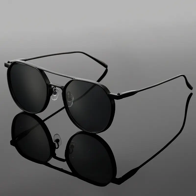 Retro Oval Metal Frame Aviator Sunglasses, Double Bridge, UV Protection