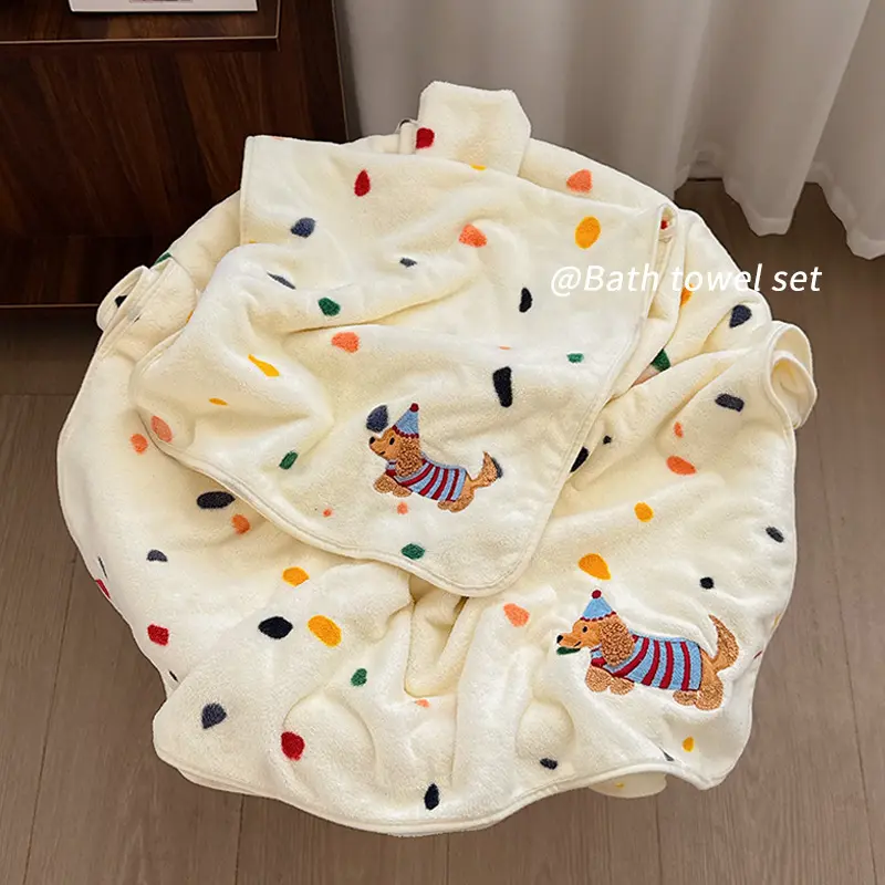 Women's bath towel, coral fleece, three-piece set