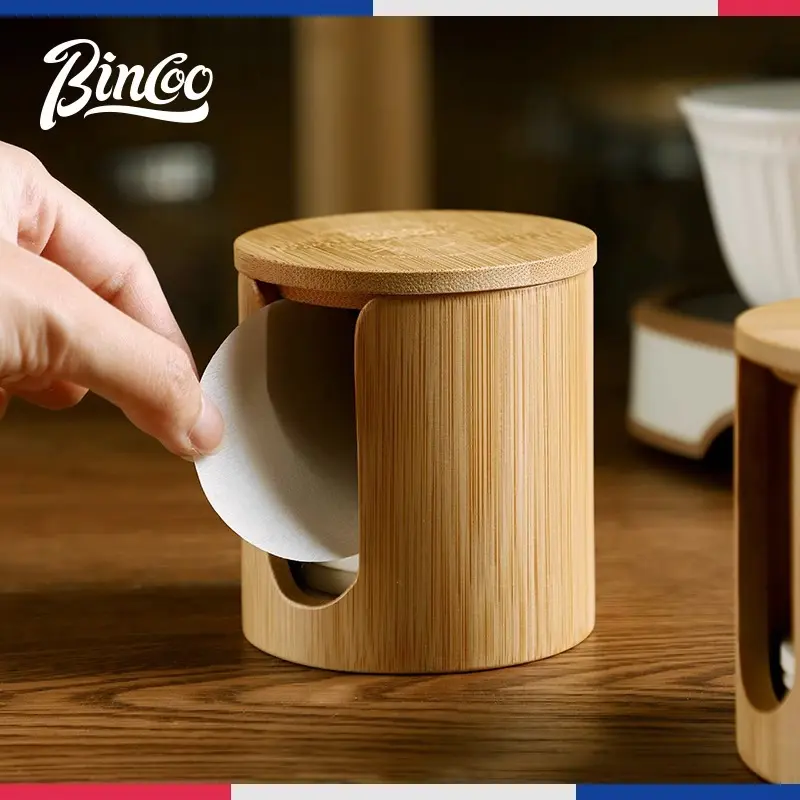 Bincoo Solid Wood Coffee Filter Paper Storage Box, Dustproof, for Coffee Machines