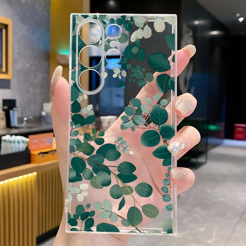 Samsung S21/S22 green leaf transparent case full coverage shockproof