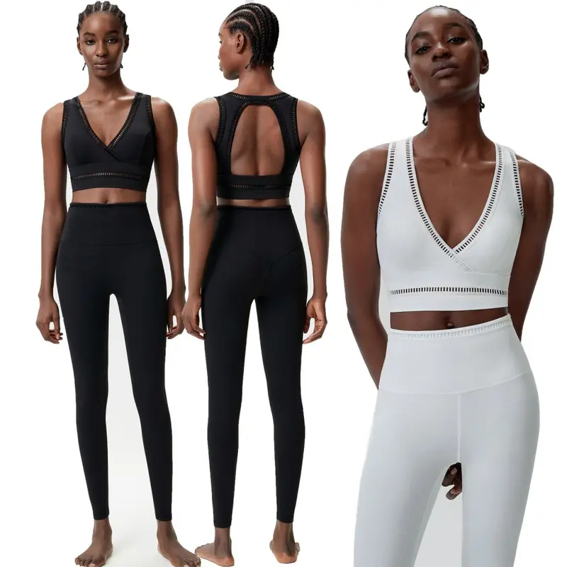 Women's Hollow-Back Tight Yoga Set, Two-Piece, Plus Size, Stretch Fitness Wear