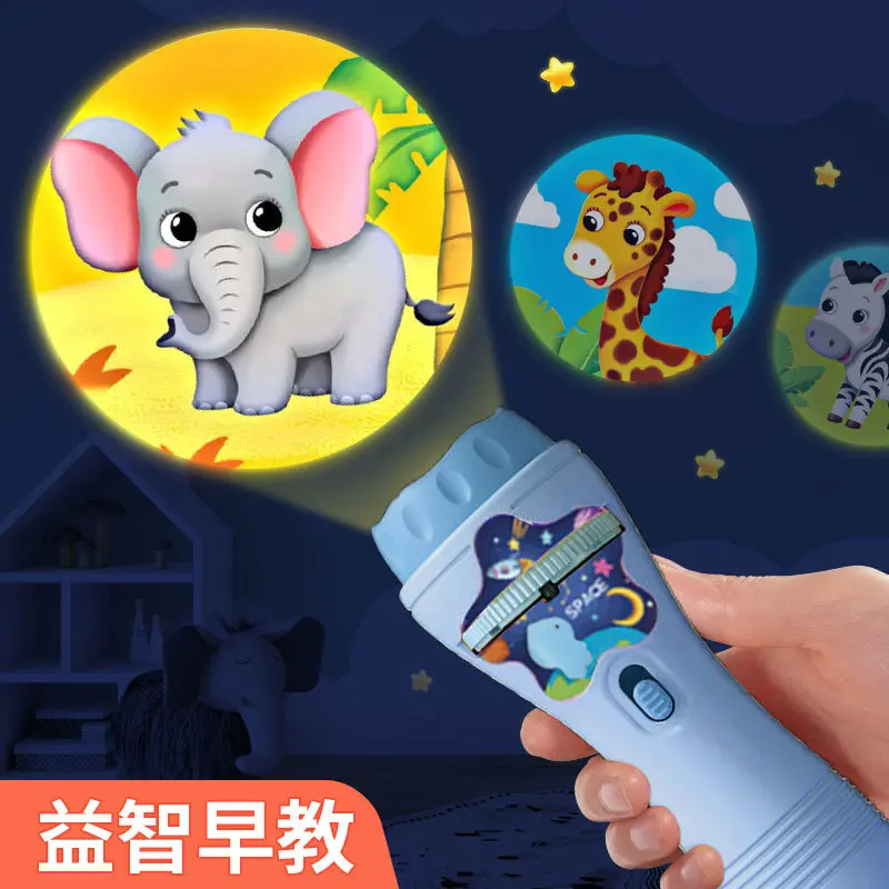Projektor-Taschenlampe Kinderspielzeug mit Sternenhimmel-Nachtlicht und Gute-Nacht-Geschic