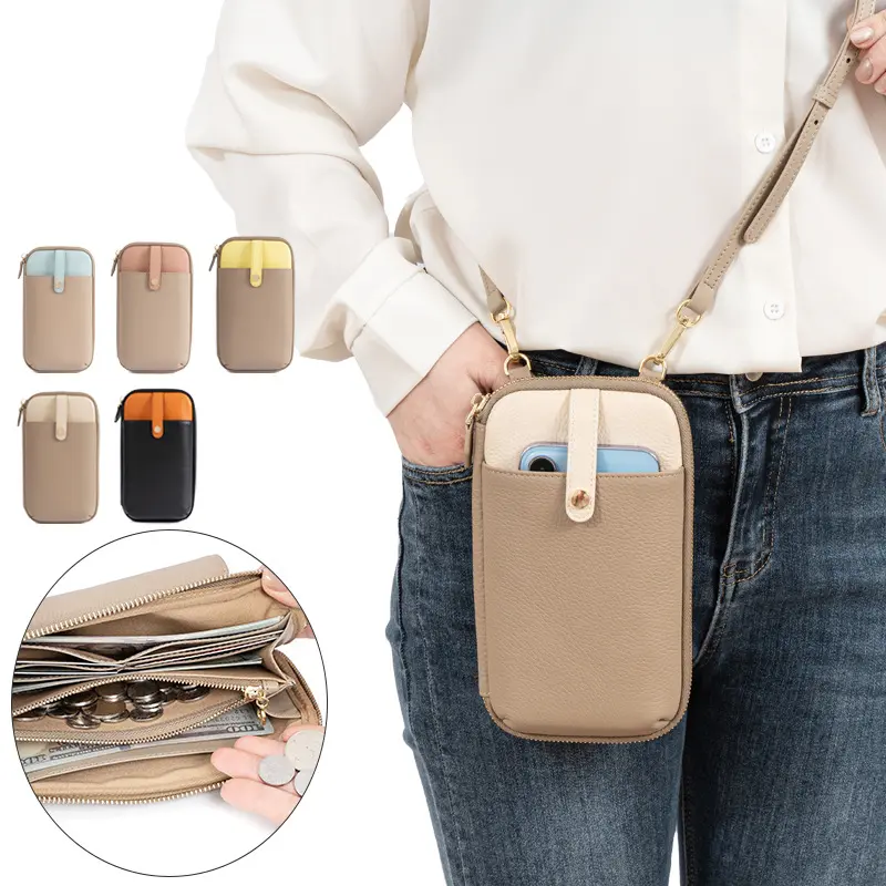 Crossbody-Handytasche aus echtem Leder, koreanischer Stil, Schultergurt