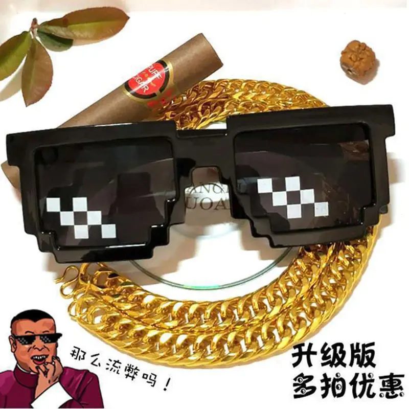 Mosaic Pixel Party Sunglasses, Black, Personalizable