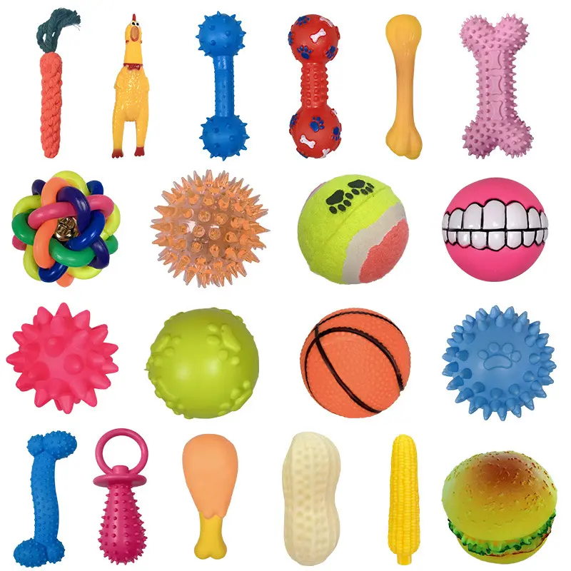 Squeaky Dog Ball Toy, Durable Chew Toy with Dental Stick