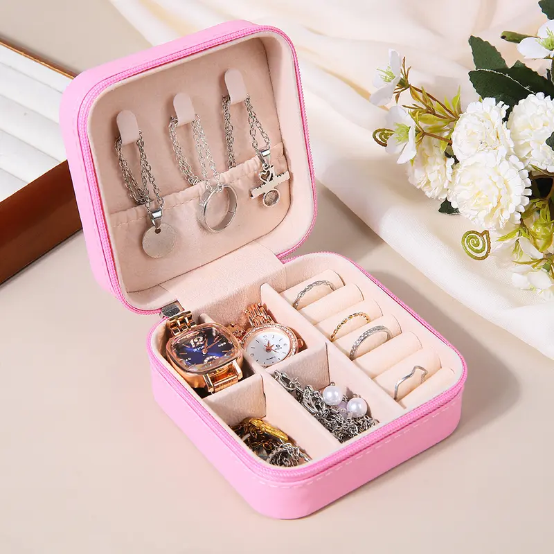Portable jewelry box for earrings, necklaces, rings, storage box, small and elegant home accessories, best-selling model