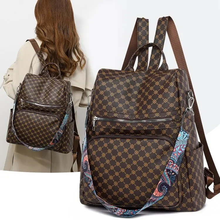 Retro-Damenrucksack mit Musterdruck, lässig