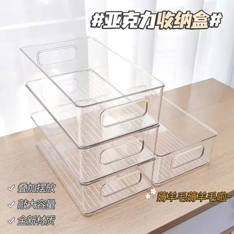 Acrylic desktop storage box, transparent, for cosmetics and skincare