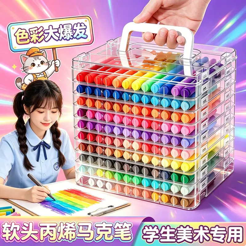 Acrylmarker-Set 24 Farben wasserfest für Schüler