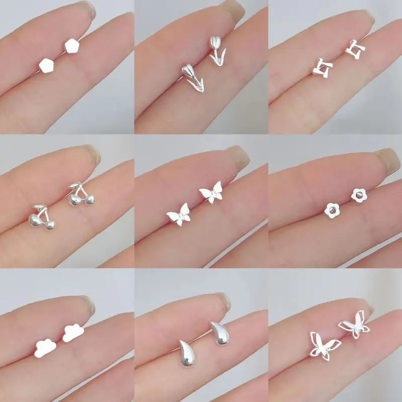 925 silver earrings, simple design, girls