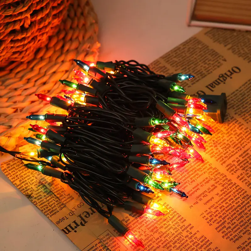 8-Function Controlled Outdoor LED String Lights for Garden Decoration, Colored Tip