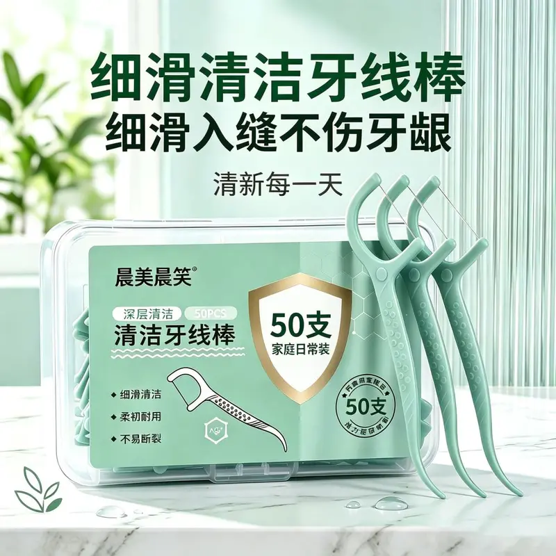 超细牙线盒装50支装便携式剔牙牙缝口腔清洁护理一次性牙线棒现货