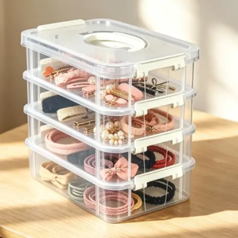 Transparent Stackable Jewelry Storage Box for Cosmetics and Accessories