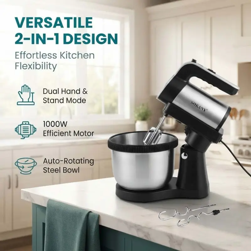 4L electric dough mixer 1000W, cream mixer and egg beater