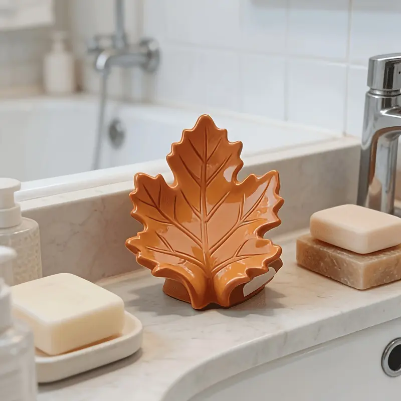 Resin Maple Leaf Soap Dish Ornament for Tabletop and Kitchen