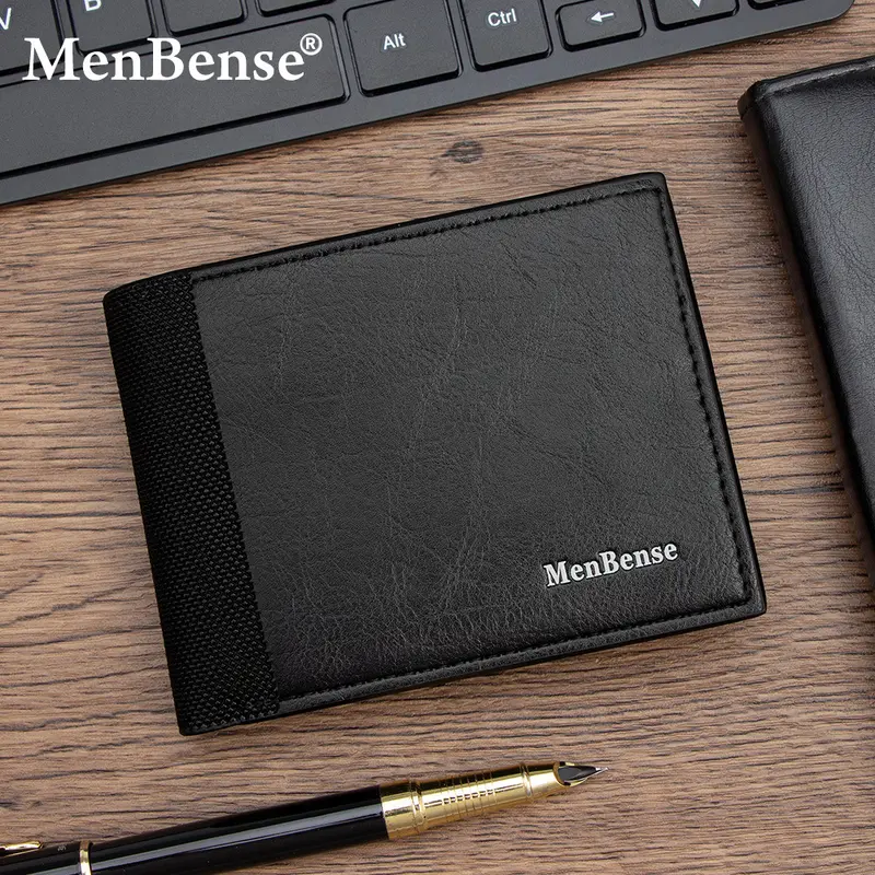 Men's Short Patchwork Wallet with Multiple Card Slots Multifunctional
