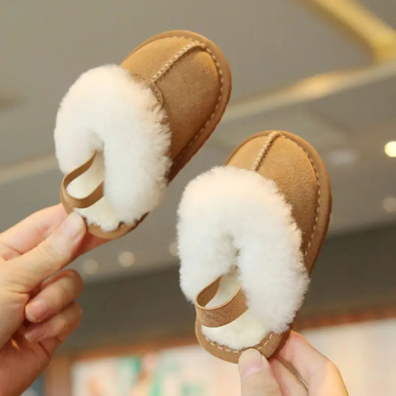 Babyschuhe aus Baumwolle mit Fleecefutter, weiche Sohle, warm