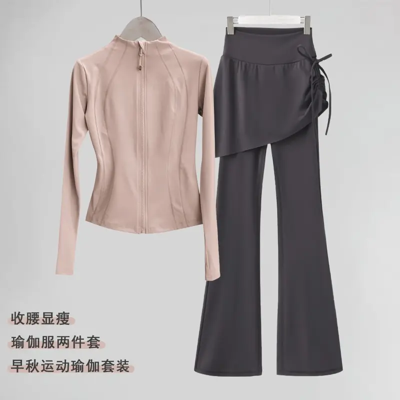 Kadın yoga ceketi, dik yaka slim fit, koşu ve fitness sporu takımı