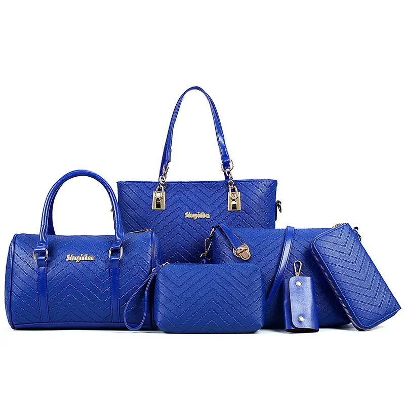 Damentaschen-Set mit Prägemuster, sechsteilig, inklusive Mutter-Kind-Tasche