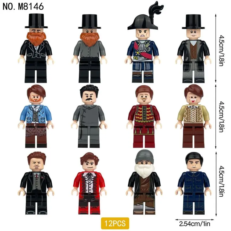 M8146 Kinder-Steckbausteine, Kleinteile, 12 verschiedene Minifiguren-Spielset