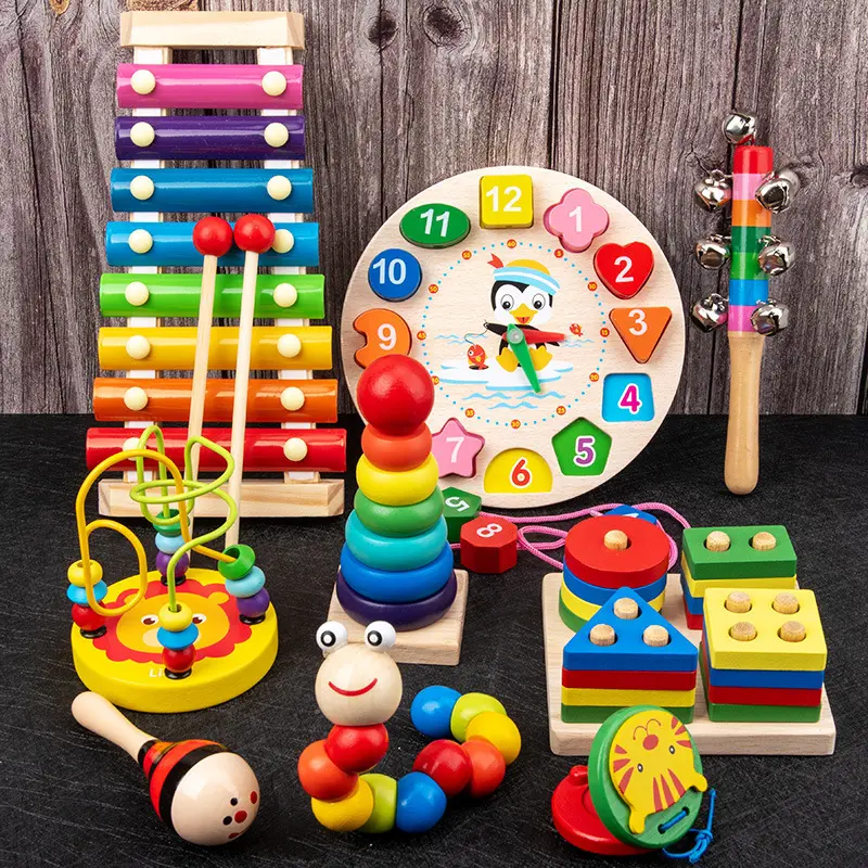 Holz-Lernspielzeug-Set mit Xylophon und Perlen für Babys