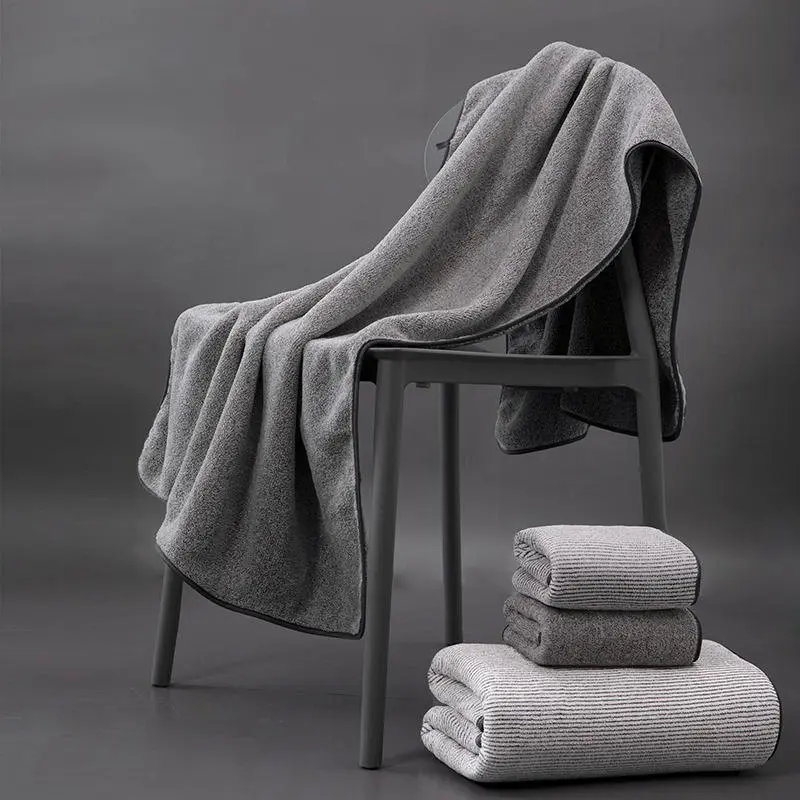 Bambus-Kohle-Faser Handtuch-Set, weiches Grau, schnelltrocknend