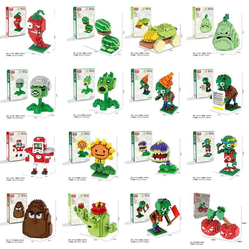 Plants vs. Zombies Bausteine-Set mit fleischfressender Pflanze und Zombie-Figur