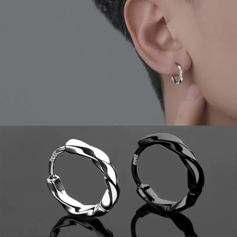 Silver Möbius stud earrings, 999 sterling, unisex