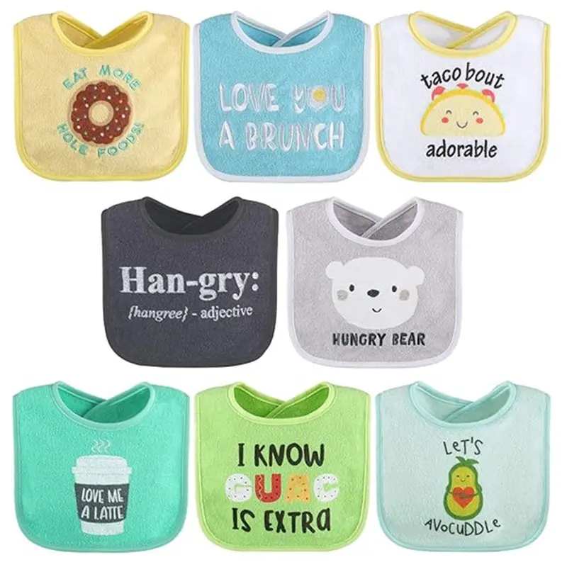 Baby Cotton Towel Bib, U-Shaped, Double-Layer Waterproof