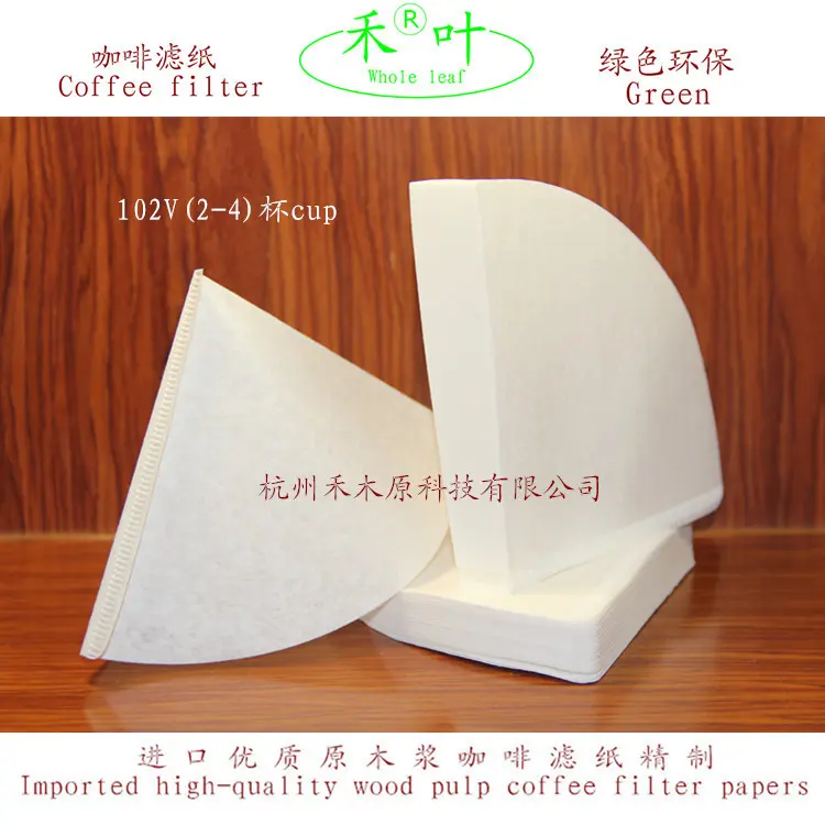V02 White Eco-Friendly Raw Pulp Coffee Filter Paper Bags, 100 Pcs per Pack
