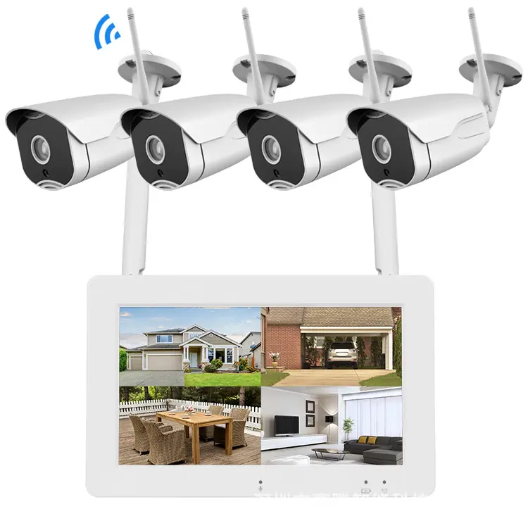 Cross-border best-selling 4-way wireless surveillance kit, NVR video recorder with screen 3 million Yishi Cloud
