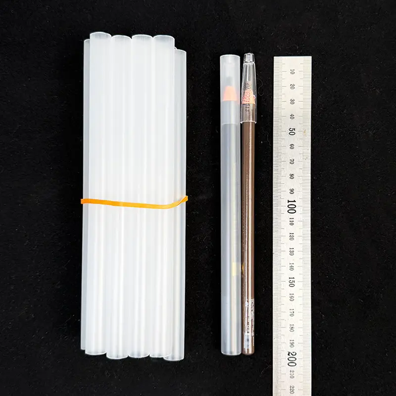 Transparent Round PP Plastic Tube, Eyebrow Pencil Protective Sleeve