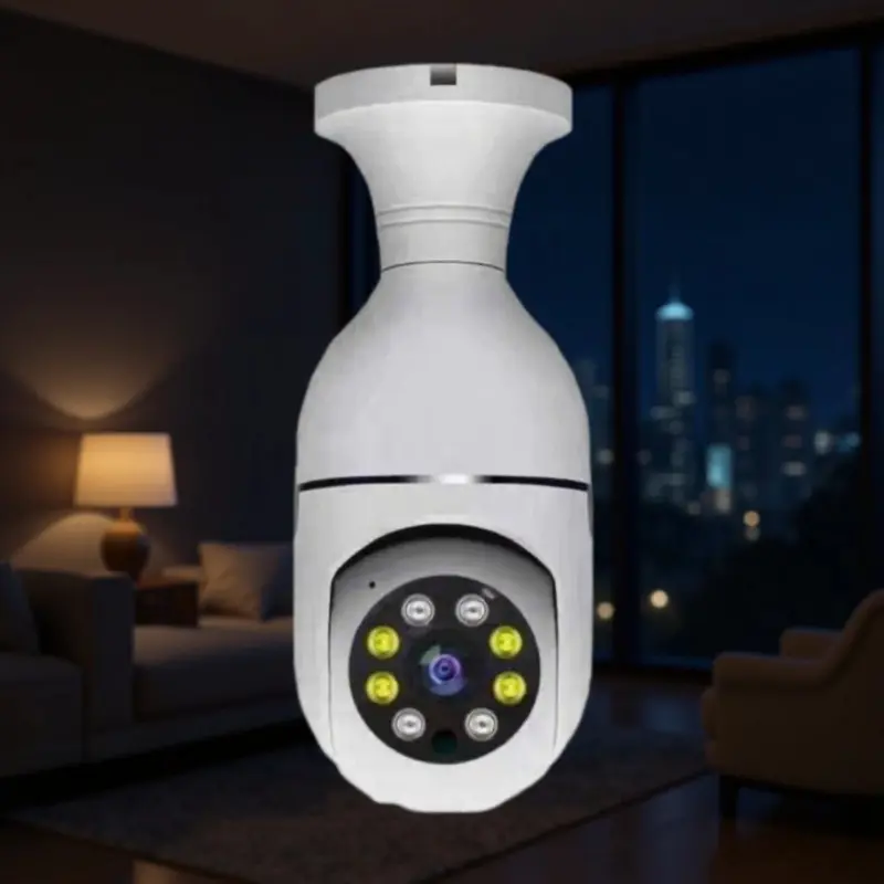 监控器 家用2.4GWiFi室内全景夜视手机远程灯泡摄像头无线监控器