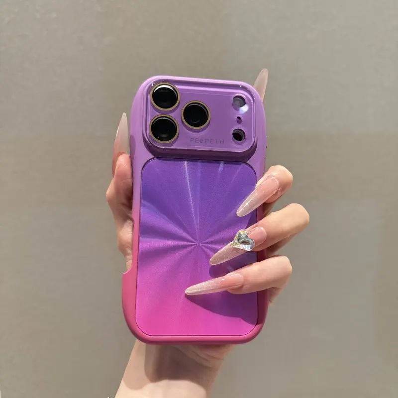 Gradient aurora dual-colour phone case, large window design, compatible iPhone 16-18 Pro M