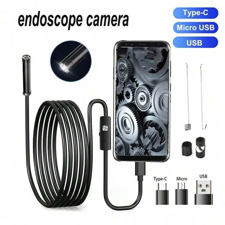 Tip-c Android cep telefonu endoskop endüstriyel boru tarama kamerası USB probu su geçirmez 5.5mm yarı sert