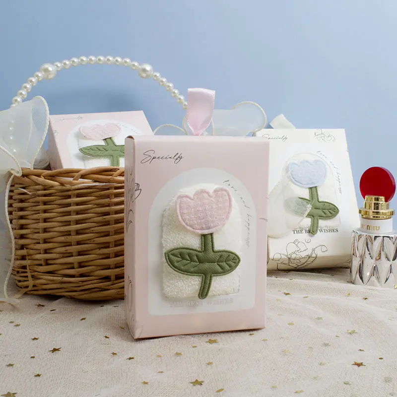 Tulpen-Handtuch-Geschenkset, 4-teilig