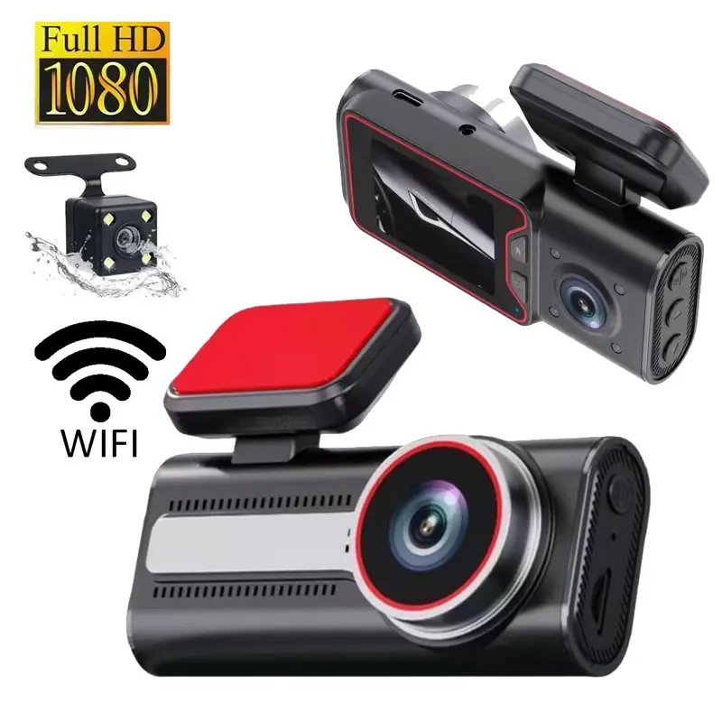 3 lensli WiFi 1080p sürüş kaydedici 2 inç ekran