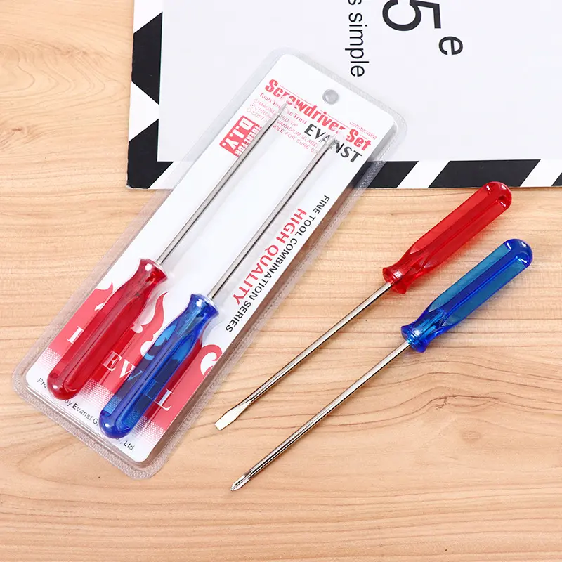 Transparent Handle Mini Screwdriver, Flat and Phillips Tips, Crystal