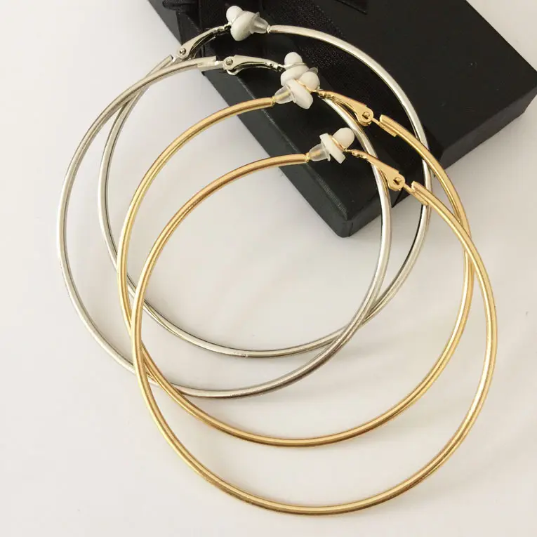 Große Ohrclips Großhandel Damen DJ Nachtclub Mode große Ringe Ohrringe ohne Piercing Ohrclips 2,5-10 cm